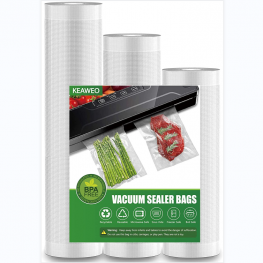 KEAWEO Vacuum Sealer Bags, Food Vacuum Seal 3 Rolls 12M for Sous Vide Cooking, Microwave, Freezer, Food Storage Preservation Seal Meal, Reusable, BPA Free Fit All Sealer Machines 20cm/25cm/28cmx 400cm