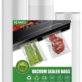 Vacuum Sealer Bags, KEAWEO Vacuum Sealer 3 Rolls Bags, Food Commercial Grade BPA Free Heavy Duty Saver Roll Bags for Food Preservation, Seal a Meal, Sous Vide, Boiling,Vac Freezer, Storage